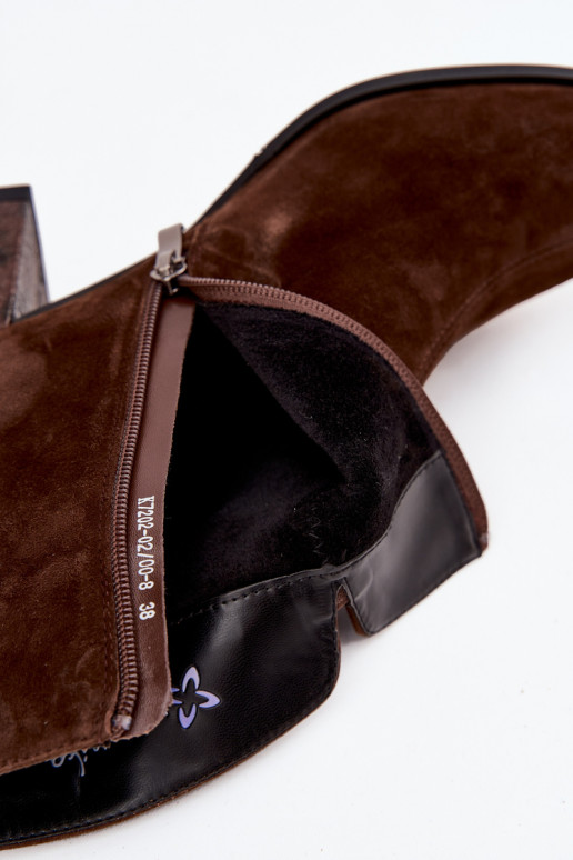 Pele de camurça Botas femininas Tem que serciejka K7202-02 CzekoladoParae Pele de camurça Botas femininas Tem que serciejka K7202-02 CzekoladoParae