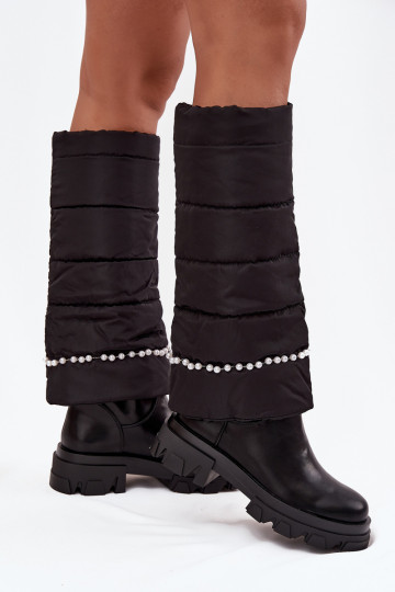 Botas longas aquecidas com contas, cor preta Irvette