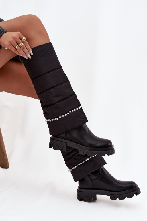 Botas quentes com miçangas cor preta Irvette Botas quentes com miçangas cor preta Irvette