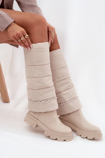 Botas quentes com miçangas cor de marfim Irvette