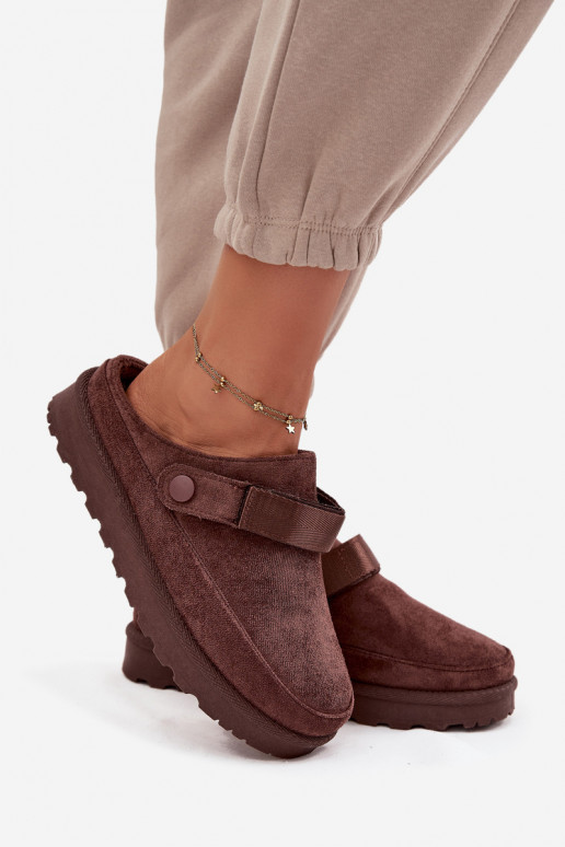 Feminino Chinelos aquecimento com pelo por dentro com uma plataforma CzekoladoParae Azida Feminino Chinelos aquecimento com pelo por dentro com uma plataforma CzekoladoParae Azida