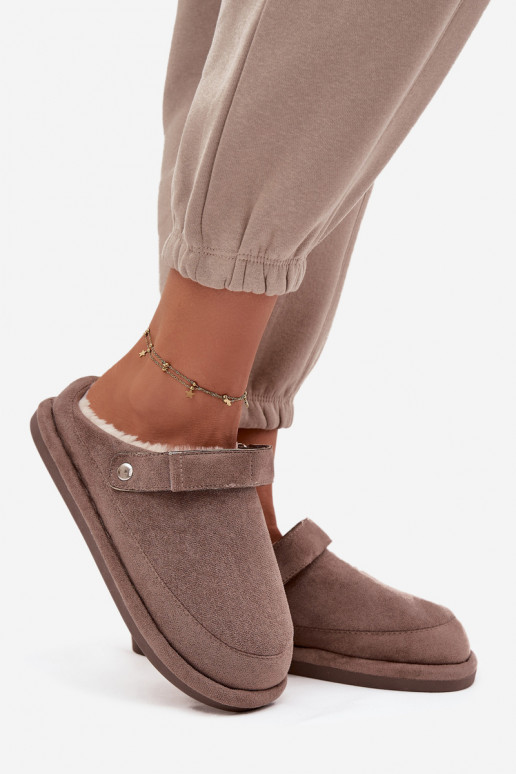 Chinelos Feminino com alças aquecimento com pelo por dentro bege Rilena