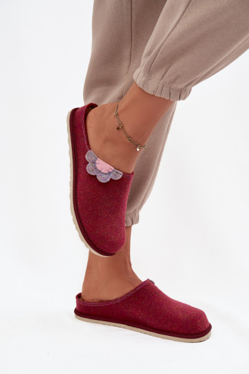 Chinelos femininas com flor Inblu CS000043 bordô 2