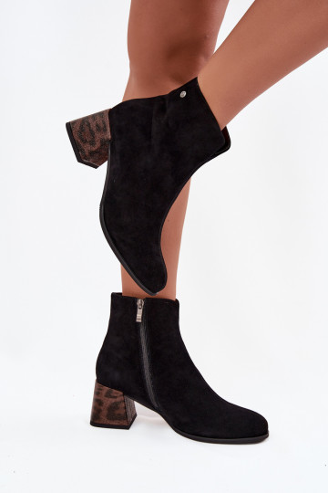 Botas femininas de camurça Tai turiciejka K7202-01 pretas