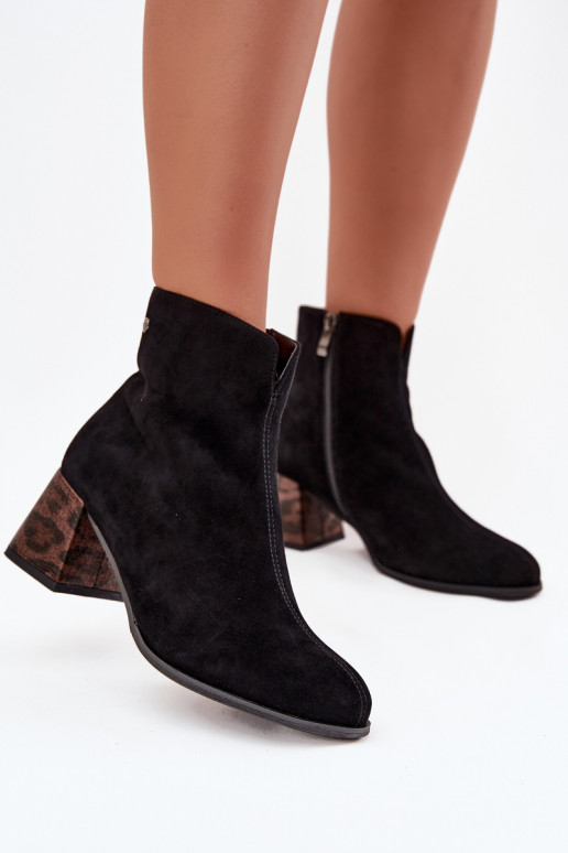 Pele de camurça Botas femininas Tem que serciejka K7202-01 cor preta