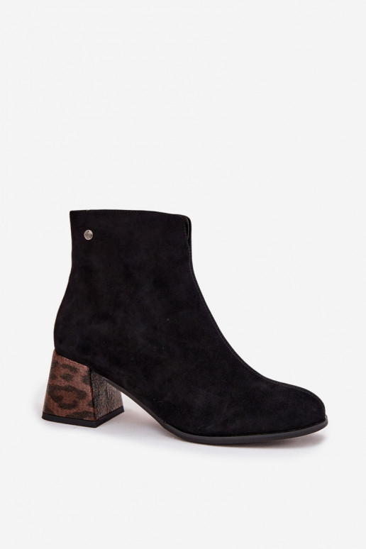 Pele de camurça Botas femininas Tem que serciejka K7202-01 cor preta