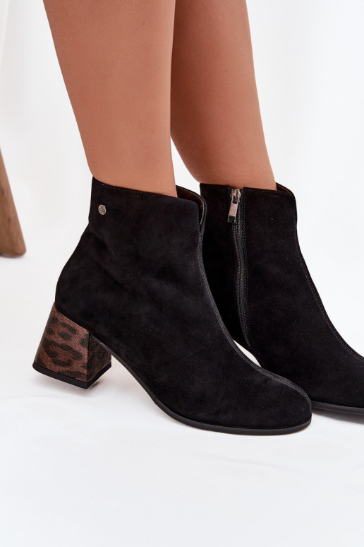 Pele de camurça Botas femininas Tem que serciejka K7202-01 cor preta