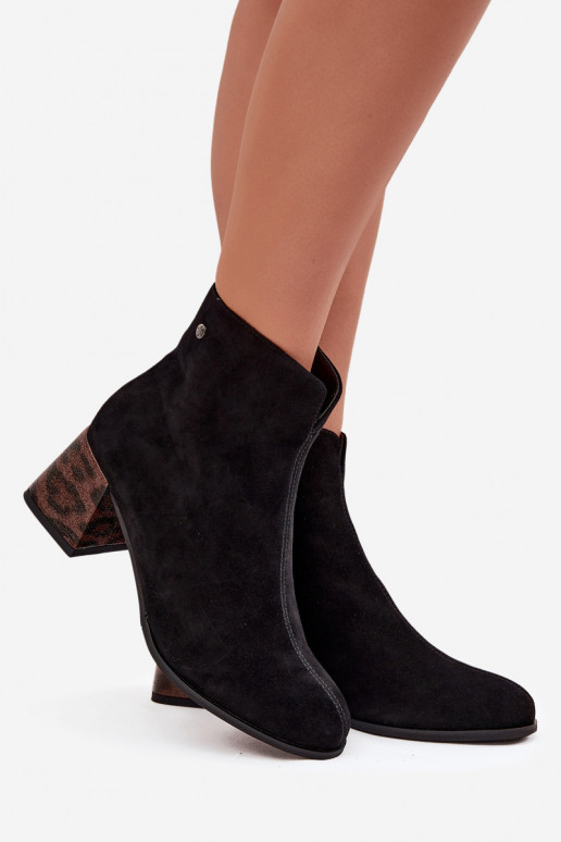 Pele de camurça Botas femininas Tem que serciejka K7202-01 cor preta