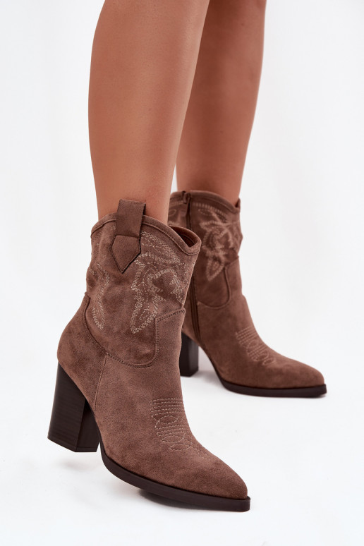 botas estilo coParaboy Feminino com salto de camurça ecológicaoParae bege Carissa botas estilo coParaboy Feminino com salto de camurça ecológicaoParae bege Carissa