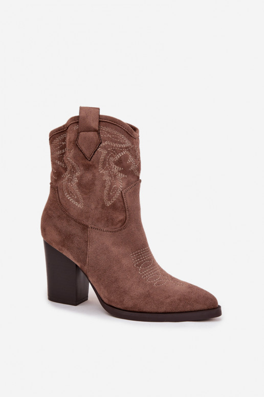 botas estilo coParaboy Feminino com salto de camurça ecológicaoParae bege Carissa