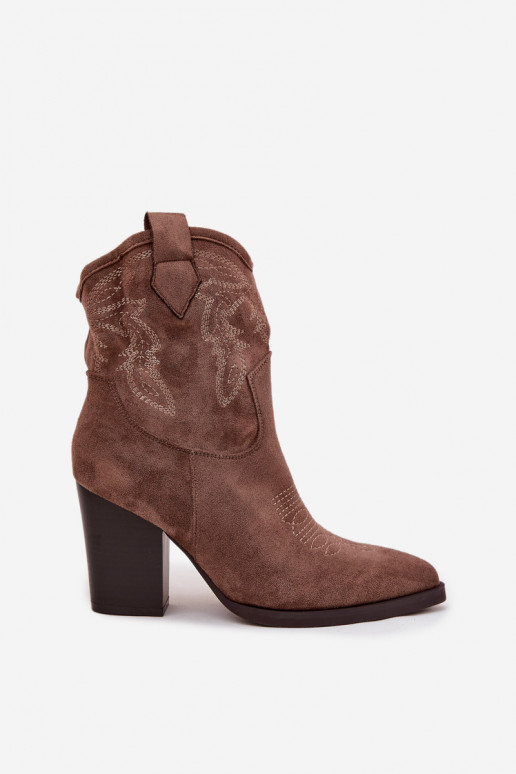 botas estilo coParaboy Feminino com salto de camurça ecológicaoParae bege Carissa