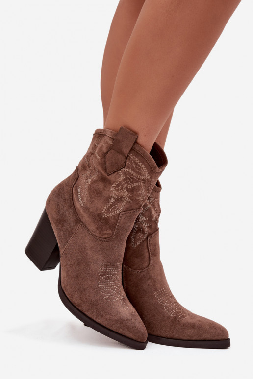 botas estilo coParaboy Feminino com salto de camurça ecológicaoParae bege Carissa