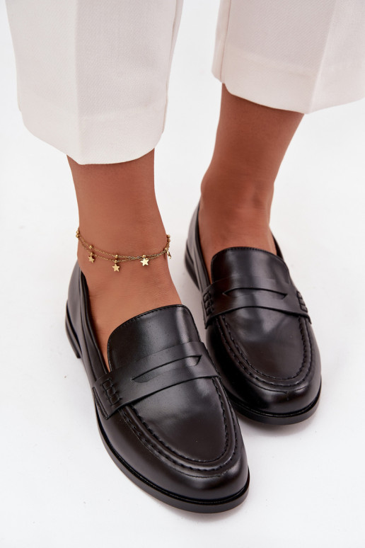 Mocassins Mocassins Feminino de couro ecológico cor preta Bessina Mocassins Mocassins Feminino de couro ecológico cor preta Bessina