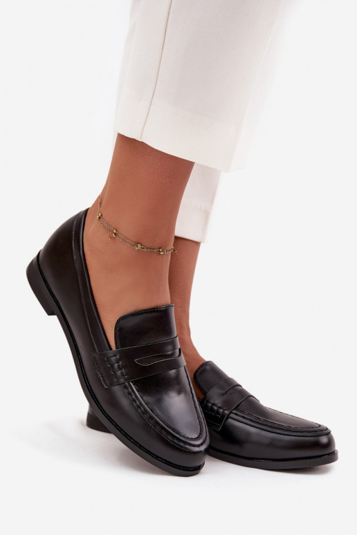 Mocassins Mocassins Feminino de couro ecológico cor preta Bessina Mocassins Mocassins Feminino de couro ecológico cor preta Bessina