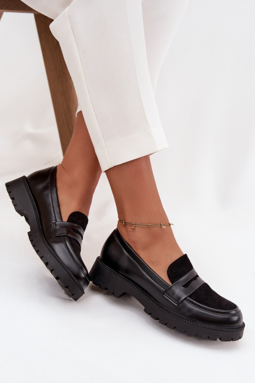 mocassins femininos de couro ecológico cor preta Cailen mocassins femininos de couro ecológico cor preta Cailen