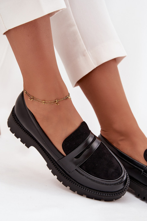 mocassins femininos de couro ecológico cor preta Cailen mocassins femininos de couro ecológico cor preta Cailen