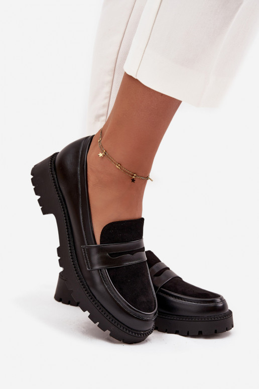 mocassins femininos de couro ecológico cor preta Cailen mocassins femininos de couro ecológico cor preta Cailen