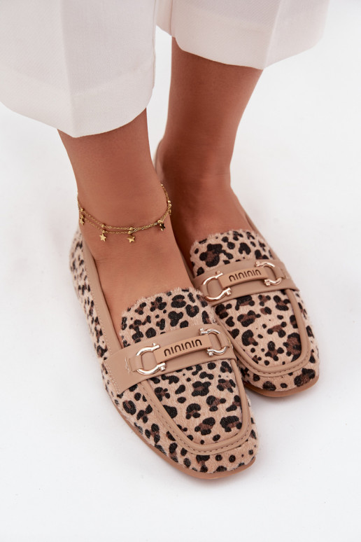 Mocassins Mocassins Feminino Com decorações Elemento com padrões de pele de leopardo bege Evelora Mocassins Mocassins Feminino Com decorações Elemento com padrões de pele de leopardo bege Evelora