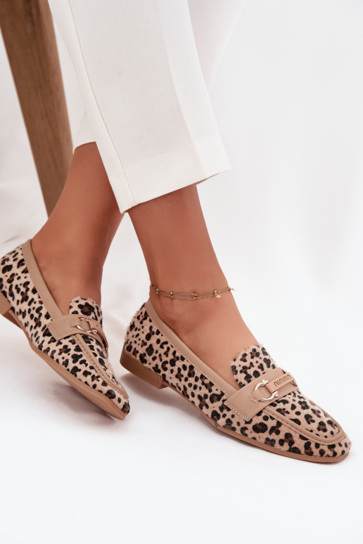 Mocassins Mocassins Feminino Com decorações Elemento com padrões de pele de leopardo bege Evelora Mocassins Mocassins Feminino Com decorações Elemento com padrões de pele de leopardo bege Evelora