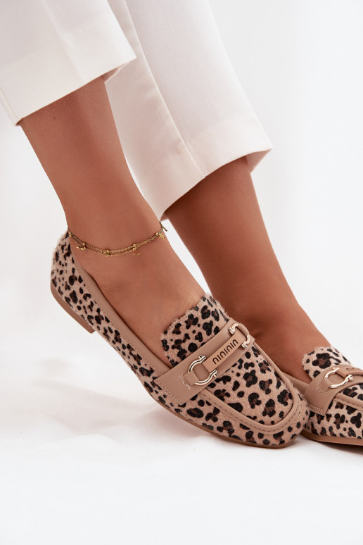 Mocassins Mocassins Feminino Com decorações Elemento com padrões de pele de leopardo bege Evelora Mocassins Mocassins Feminino Com decorações Elemento com padrões de pele de leopardo bege Evelora