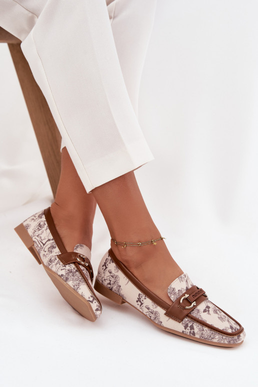 Estampado Mocassins Mocassins Feminino Com decorações Elemento bege-cor marrom Evelora Estampado Mocassins Mocassins Feminino Com decorações Elemento bege-cor marrom Evelora