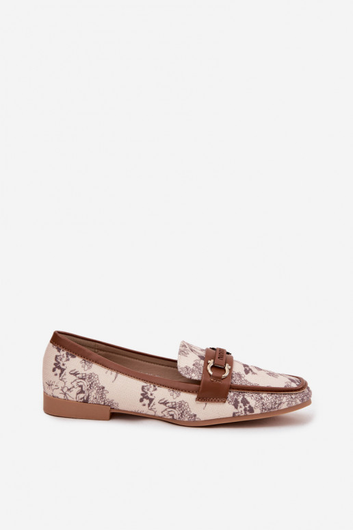 Estampado Mocassins Mocassins Feminino Com decorações Elemento bege-cor marrom Evelora Estampado Mocassins Mocassins Feminino Com decorações Elemento bege-cor marrom Evelora