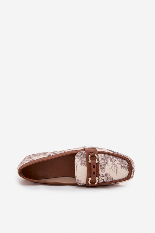 Estampado Mocassins Mocassins Feminino Com decorações Elemento bege-cor marrom Evelora Estampado Mocassins Mocassins Feminino Com decorações Elemento bege-cor marrom Evelora