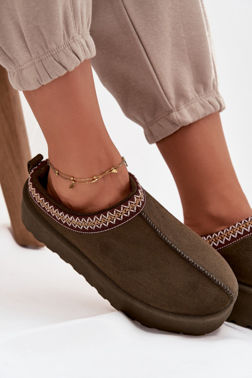 Botas de neve Feminino Com decorações Haftem cor cáqui Jenira Botas de neve Feminino Com decorações Haftem cor cáqui Jenira