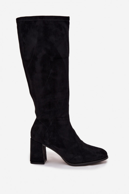 botas femininas com saltode camurça ecológicau cor preta Yelisse botas femininas com saltode camurça ecológicau cor preta Yelisse
