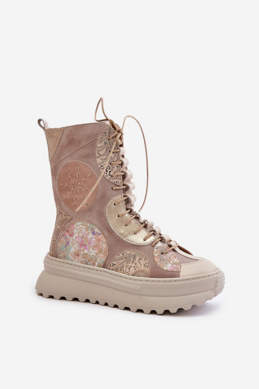 Pele Sapatos de camurça com uma plataforma aquecimento Tem que serciejka 06565-04 bege Pele Sapatos de camurça com uma plataforma aquecimento Tem que serciejka 06565-04 bege