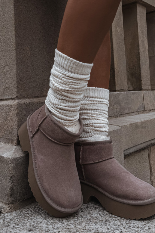 Botas de neve FemininoHabilitadoturalnego de camurçau aquecimento com pelo por dentro cor cáqui Milora Botas de neve FemininoHabilitadoturalnego de camurçau aquecimento com pelo por dentro cor cáqui Milora