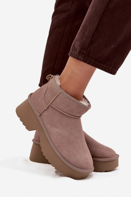 Botas de neve FemininoHabilitadoturalnego de camurçau aquecimento com pelo por dentro cor cáqui Milora Botas de neve FemininoHabilitadoturalnego de camurçau aquecimento com pelo por dentro cor cáqui Milora