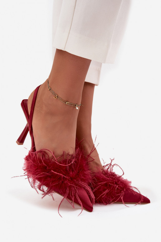 sapatos de salto alto com penas I Odkrytą Piętą Borgonha Belice sapatos de salto alto com penas I Odkrytą Piętą Borgonha Belice