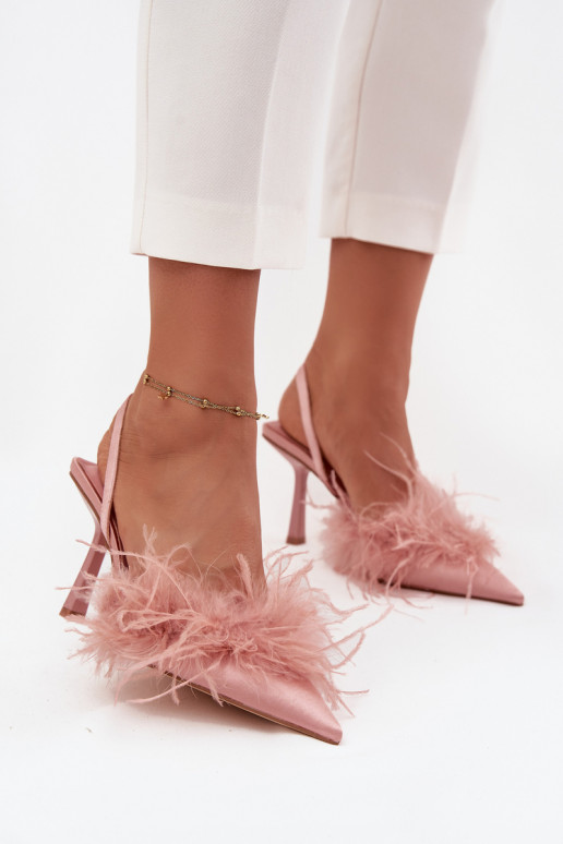sapatos de salto alto com penas I Odkrytą Piętą cor rosa Belice sapatos de salto alto com penas I Odkrytą Piętą cor rosa Belice