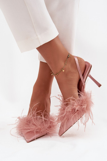 sapatos de salto alto com penas I Odkrytą Piętą cor rosa Belice 2
