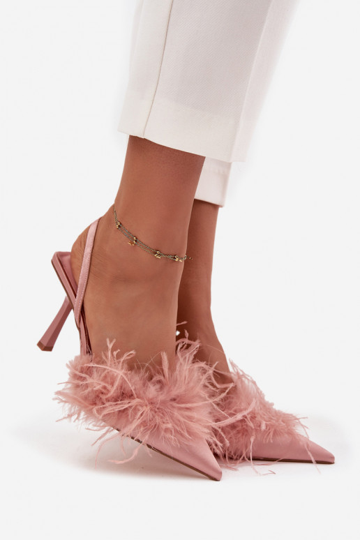 sapatos de salto alto com penas I Odkrytą Piętą cor rosa Belice sapatos de salto alto com penas I Odkrytą Piętą cor rosa Belice