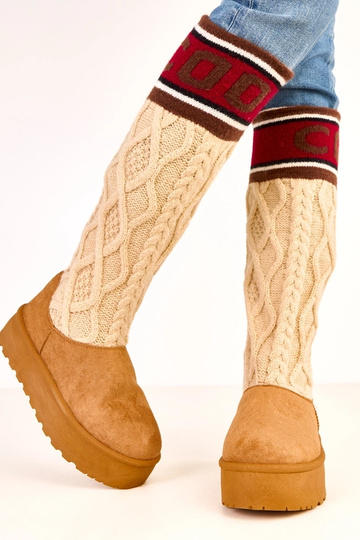 Botas de neve marrons com plataforma e cano alto Coo
