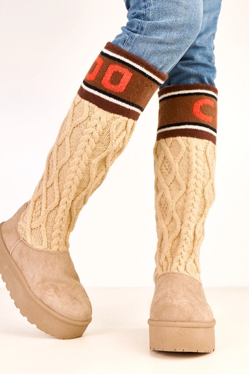 Botas de neve bege com plataforma e cano alto Coo 2