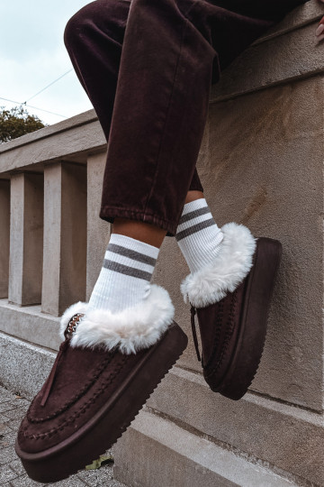 Botas de neve Feminino com um casaco de pele com uma plataforma CzekoladoParae Rosmira 2