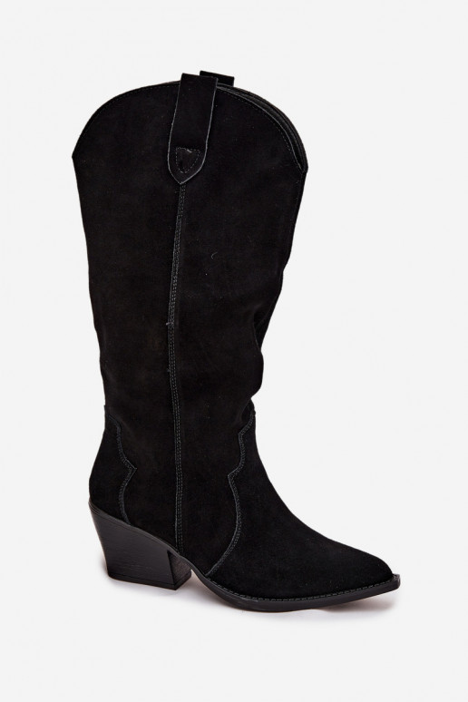 Pele de camurça botas estilo vaqueiro Feminino aquecimento cor preta Urselle Pele de camurça botas estilo vaqueiro Feminino aquecimento cor preta Urselle