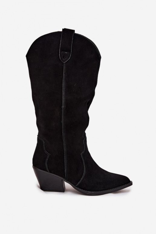Pele de camurça botas estilo vaqueiro Feminino aquecimento cor preta Urselle Pele de camurça botas estilo vaqueiro Feminino aquecimento cor preta Urselle