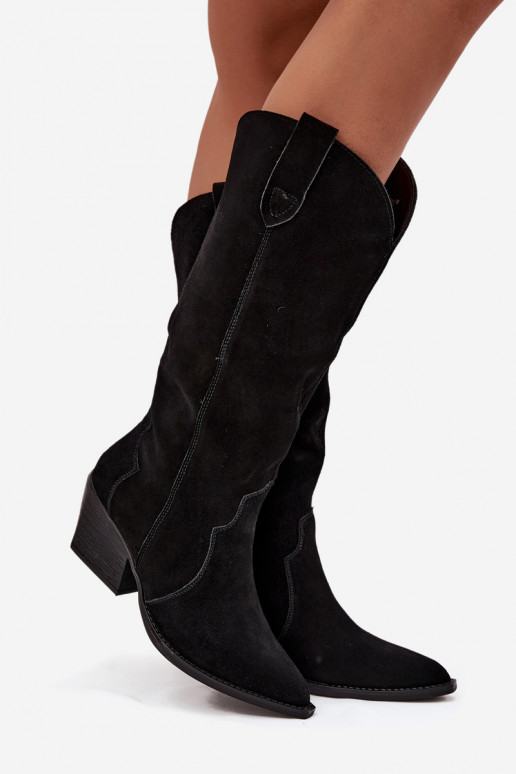 Pele de camurça botas estilo vaqueiro Feminino aquecimento cor preta Urselle Pele de camurça botas estilo vaqueiro Feminino aquecimento cor preta Urselle