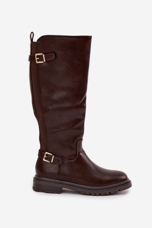 aquecimento botas femininas com salto largo com fivelas CzekoladoParae Sorelle aquecimento botas femininas com salto largo com fivelas CzekoladoParae Sorelle