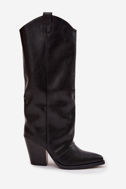 aquecimento botas estilo vaqueiro com salto de couro ecológico cor preta Tem que servine aquecimento botas estilo vaqueiro com salto de couro ecológico cor preta Tem que servine