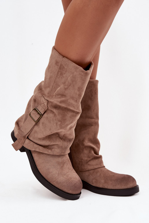 botas femininasEMyParainiętą CholeParaką Meio da panturrilha com fivelas cor cáqui Minelle botas femininasEMyParainiętą CholeParaką Meio da panturrilha com fivelas cor cáqui Minelle