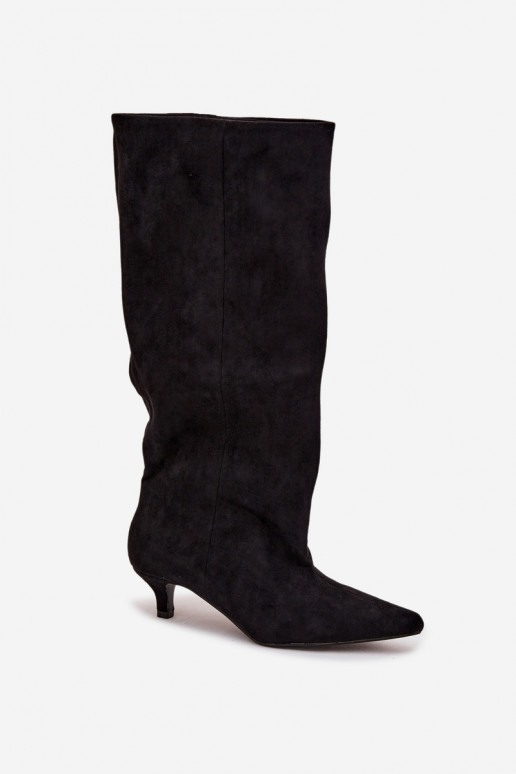botas femininas com saltode camurça ecológicau cor preta Pheona botas femininas com saltode camurça ecológicau cor preta Pheona