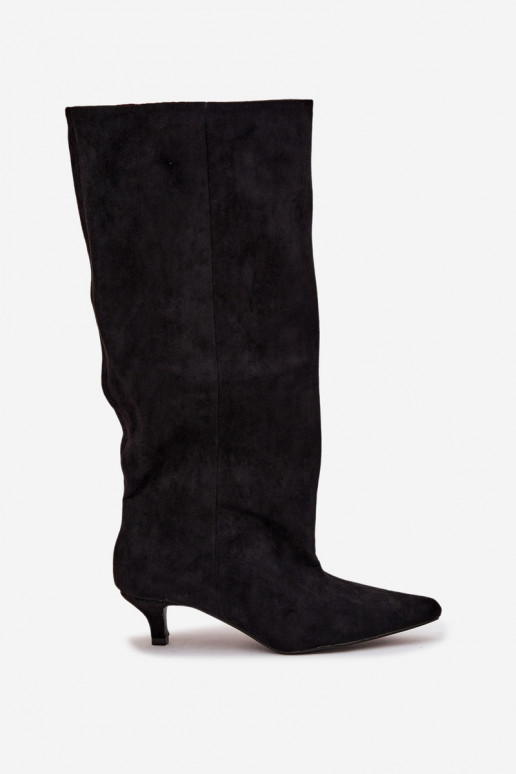 botas femininas com saltode camurça ecológicau cor preta Pheona botas femininas com saltode camurça ecológicau cor preta Pheona