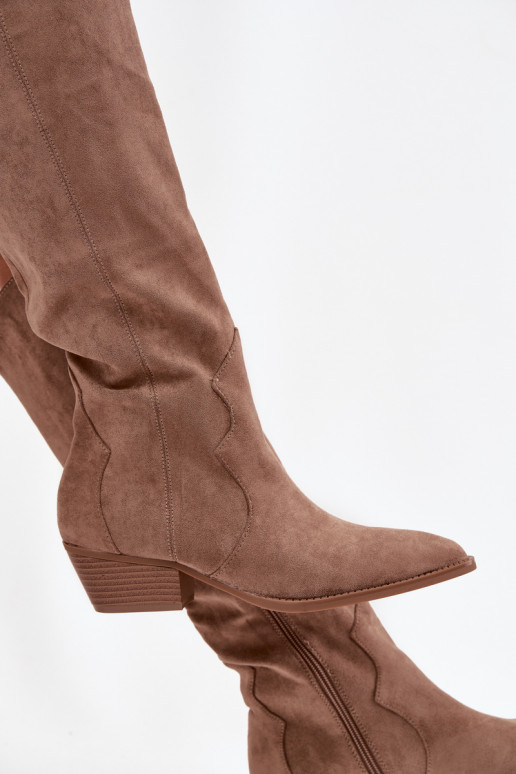 de camurça ecológicaoParae botas estilo vaqueiro Feminino com salto bege Jenaya de camurça ecológicaoParae botas estilo vaqueiro Feminino com salto bege Jenaya