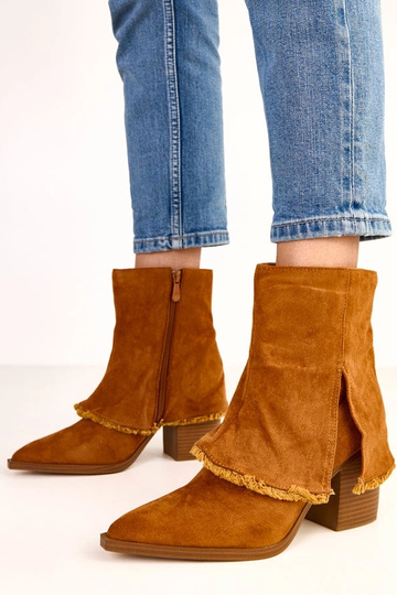 Botins marrons de salto com cano dobrado Felicia