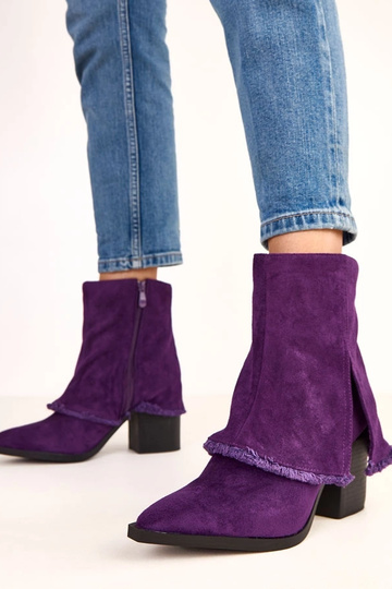 Botins roxos de salto com cano dobrado Felicia